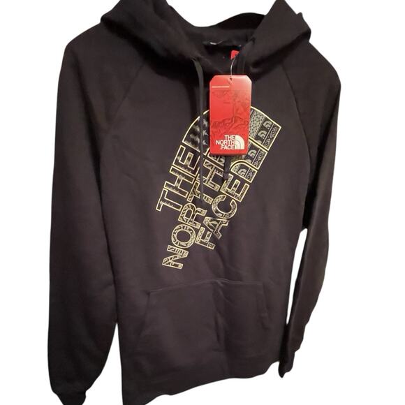 Woman’s Black 2017 North Face Large W Foil Jumbo Logo Hoodie W Pocket NWT READ - Picture 12 of 16